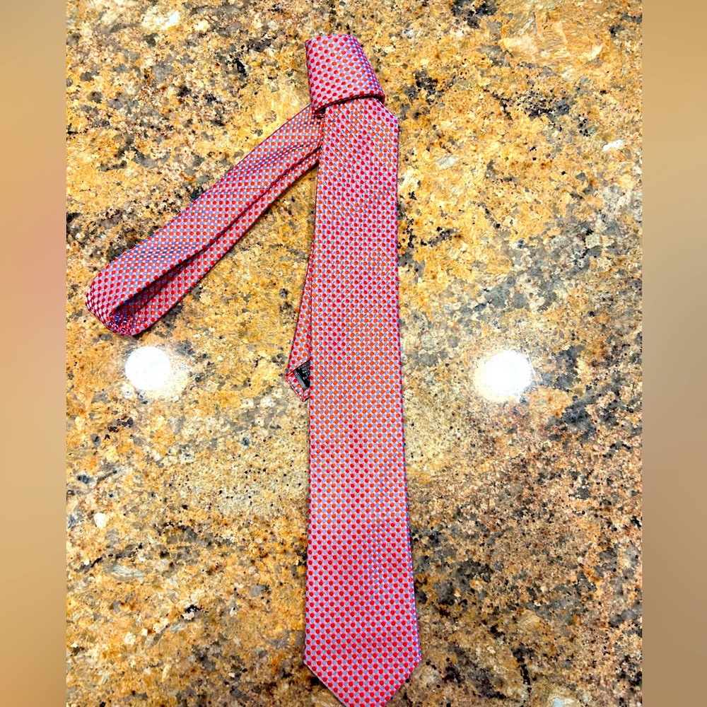 Men’s Geoffrey Beene Extra Long Red, Pink and Silver Tie